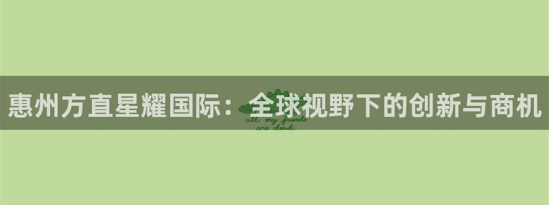 壹号下载官网入口：惠州方直星耀国际：全球视野下的创新与商机