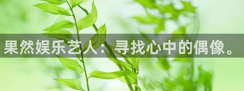k8凯发pg：果然娱乐艺人：寻找心中的偶像。
